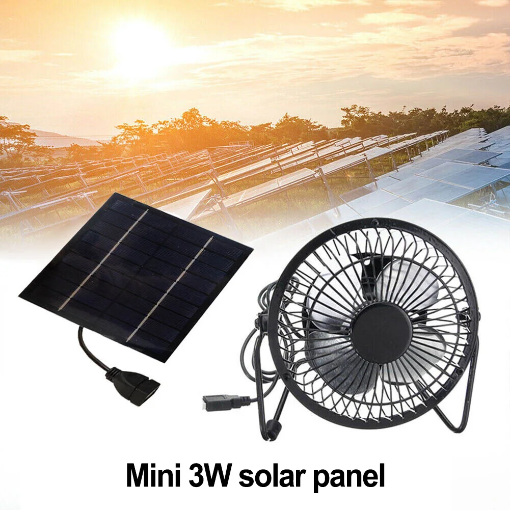 

Accessories Brand New 4 Inch USB Fan Cooling Fan 6V Solar Panel 1pc 3W 6V Polycrystalline USB Home Improvement