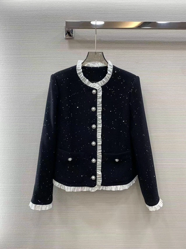 2023 new women fashion high quality long sleeve fungus rimmed pearl buckle sequined top jacket 1019
2023 new women fashion high quality long sleeve fungus rimmed pearl buckle sequined top jacket 1019