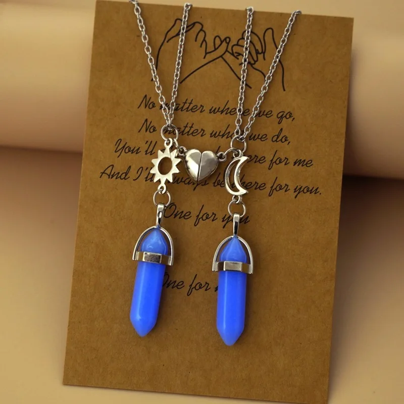 1 Pair Sun Moon Natural Stone Hexagonal Column Couple Necklaces for Women Romantic Luminous Magnetic Heart Pendant Necklace Gift
1 Pair Sun Moon Natural Stone Hexagonal Column Couple Necklaces for Women Romantic Luminous Magnetic Heart Pendant Necklace Gift