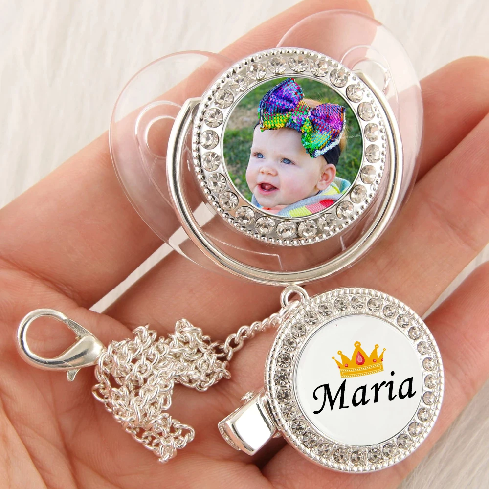 Newest Personalized Orthodontic Pacifier With Chain Clip Luxury Picture And Name With Crown Baby Pacifier Unique Birthday Gift
Newest Personalized Orthodontic Pacifier With Chain Clip Luxury Picture And Name With Crown Baby Pacifier Unique Birthday Gift
