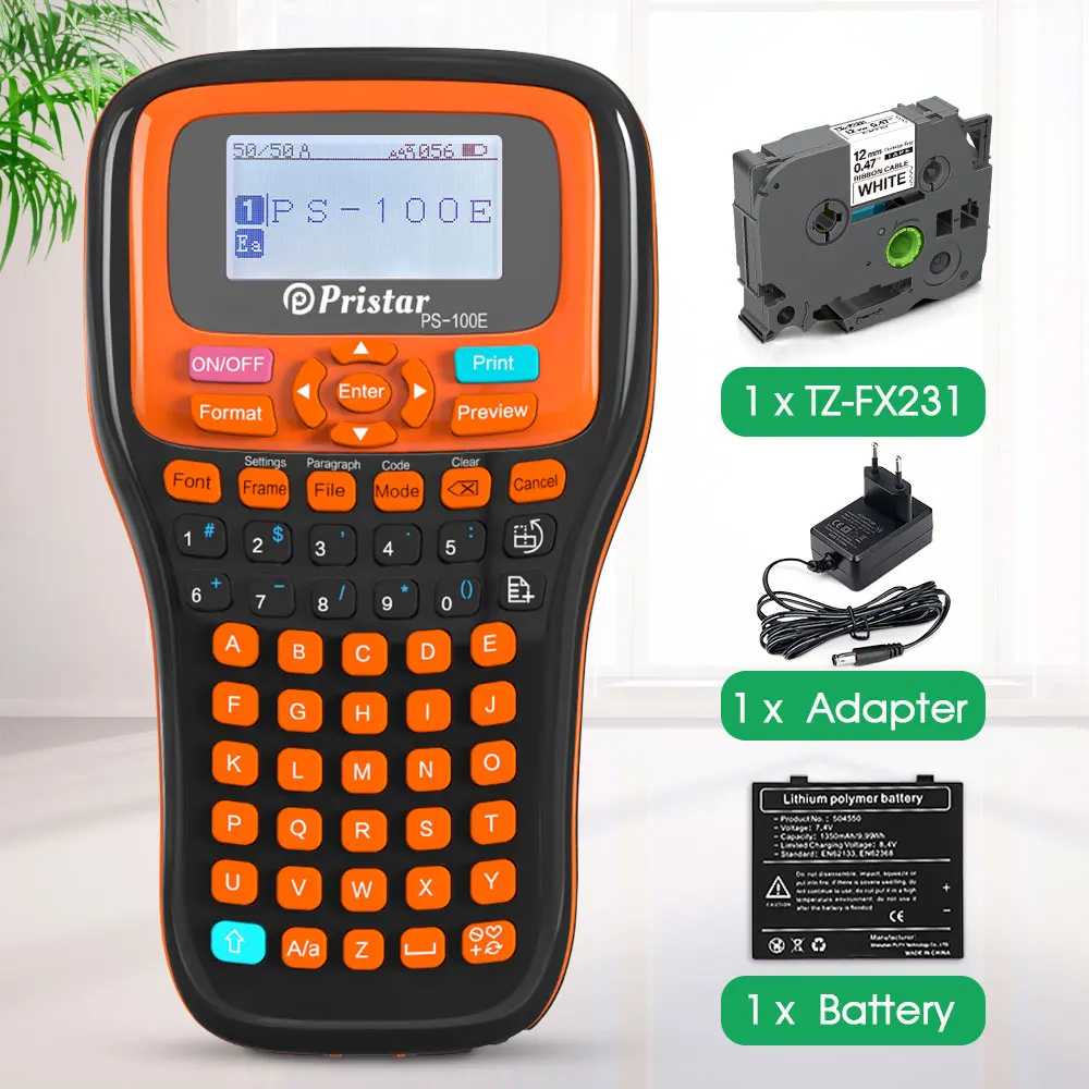 PS100E Portable Wireless Labeling Machine with TZFX231 Industrial Label Printer Compatible for Brother P-touch Label Maker TZe23
PS100E Portable Wireless Labeling Machine with TZFX231 Industrial Label Printer Compatible for Brother P-touch Label Maker TZe23