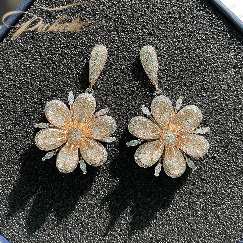 PULATU Designer Jewelry Flower Dangle Earrings Luxury Crystal Jewelry Accessories for Women Original Wife Gifts Bisutería Mujer
PULATU Designer Jewelry Flower Dangle Earrings Luxury Crystal Jewelry Accessories for Women Original Wife Gifts Bisutería Mujer