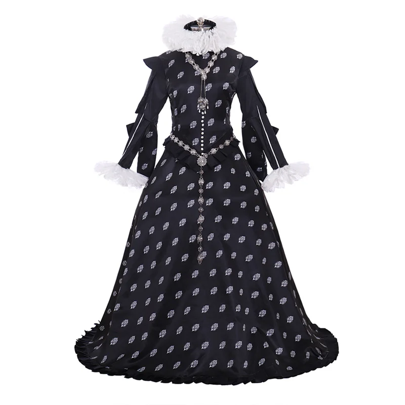

Queen Elizateth Tudor Renaissance Dress Gown Medieval Tudor Elizabeth Black Ruffle Dress Custom Made