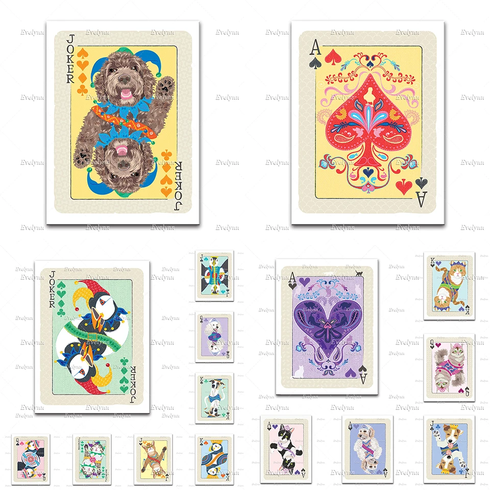 Animal Playing Card Poster Cat Dog Puffin Ace Queen King Joker Pet Wall Art Canvas Painting Modern Home Decor Prints Pictures
Animal Playing Card Poster Cat Dog Puffin Ace Queen King Joker Pet Wall Art Canvas Painting Modern Home Decor Prints Pictures