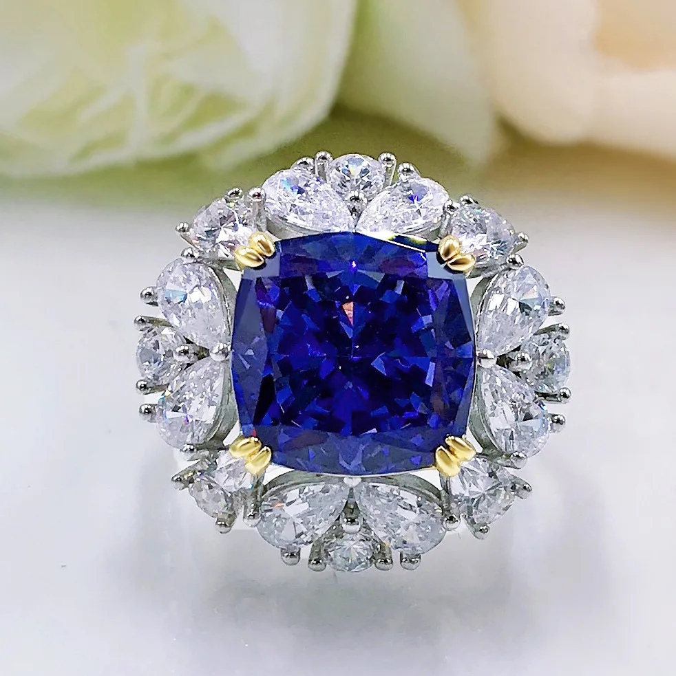 Spring Qiaoer 925 Sterling Silver 11MM Lab Sapphire High Carbon Diamonds Gemstone Wedding Engagement Ring 18K Gold Fine Jewelry
Spring Qiaoer 925 Sterling Silver 11MM Lab Sapphire High Carbon Diamonds Gemstone Wedding Engagement Ring 18K Gold Fine Jewelry