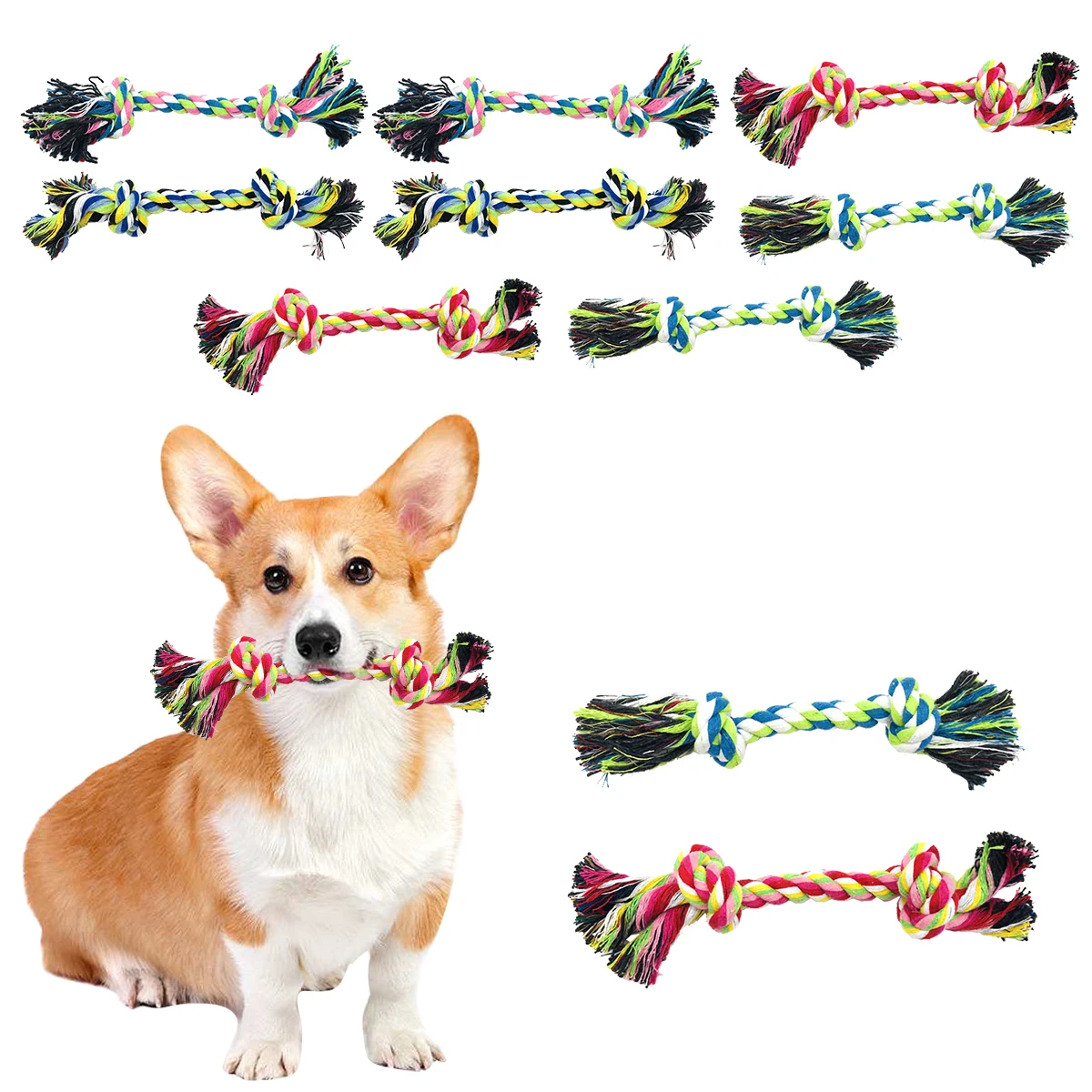 10 Pack Puppy Rope Toys for Dogs Cotton Rope Dog Toys Double Knot Bite Rope Pet Toys Dental Cleaning Chew Toys Anxiety Relief
10 Pack Puppy Rope Toys for Dogs Cotton Rope Dog Toys Double Knot Bite Rope Pet Toys Dental Cleaning Chew Toys Anxiety Relief