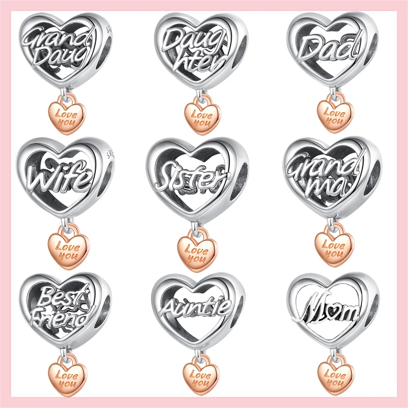 Mother Wife Sister Daughter Heart Charms 925 Sterling Silver Charm Family Beads Fit Original Charm Bracelet Jewelry Making
Mother Wife Sister Daughter Heart Charms 925 Sterling Silver Charm Family Beads Fit Original Charm Bracelet Jewelry Making