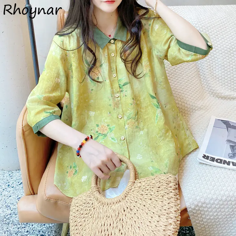 Женские тонкие летние Рубашки с цветочным принтом, новые праздничные модные Рубашки в ретро-стиле ленивого дизайна, Повседневная Популярна... 
Женские тонкие летние Рубашки с цветочным принтом, новые праздничные модные Рубашки в ретро-стиле ленивого дизайна, Повседневная Популярна...
