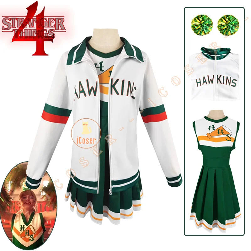 Stranger Things Four Chrissy Cunningham Cosplay Cheerleader Girls Dress Costume Hawkins Jacket High School Mike Dustin Lucas
Stranger Things Four Chrissy Cunningham Cosplay Cheerleader Girls Dress Costume Hawkins Jacket High School Mike Dustin Lucas