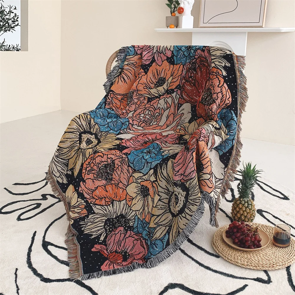 Bohemian Floral Bed End Sleeping Thread Blanket Spring Autumn Sofa Cover Blanket Camping Ethnic Sand Hair Tapestry
Bohemian Floral Bed End Sleeping Thread Blanket Spring Autumn Sofa Cover Blanket Camping Ethnic Sand Hair Tapestry