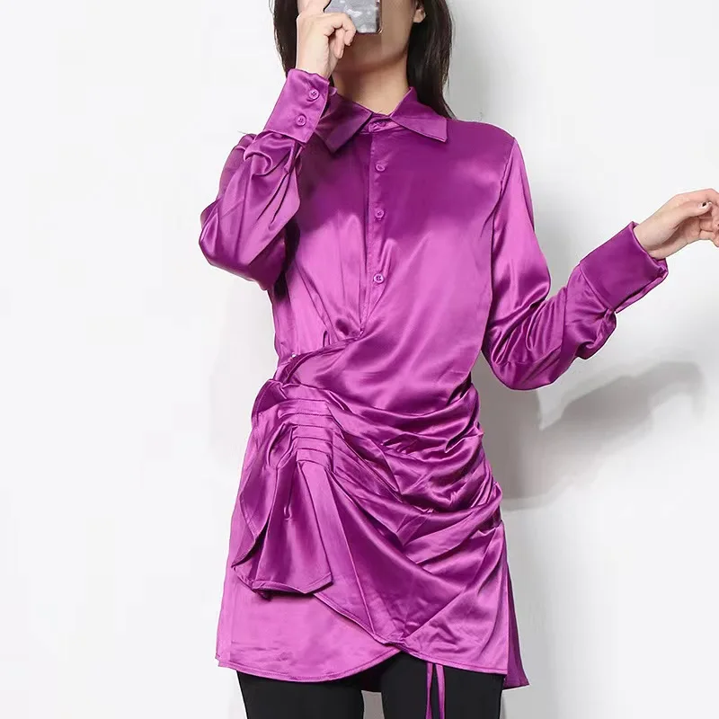Solid Ruched Shirt for Women Lapel Long Sleeve Lace Up Bowknot Minimalist Blouse Female Fashion New Clothing 2023
Solid Ruched Shirt for Women Lapel Long Sleeve Lace Up Bowknot Minimalist Blouse Female Fashion New Clothing 2023
