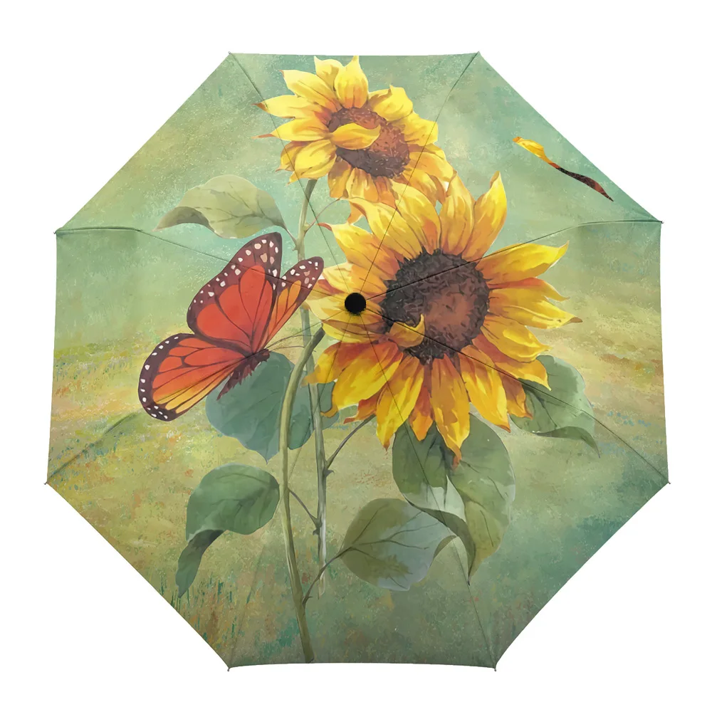 Sunflower Butterfly Farm Fully-automatic Umbrella for Outdoor Kids Adults Printed Umbrella Foldable Eight Strand Umbrella 
Sunflower Butterfly Farm Fully-automatic Umbrella for Outdoor Kids Adults Printed Umbrella Foldable Eight Strand Umbrella