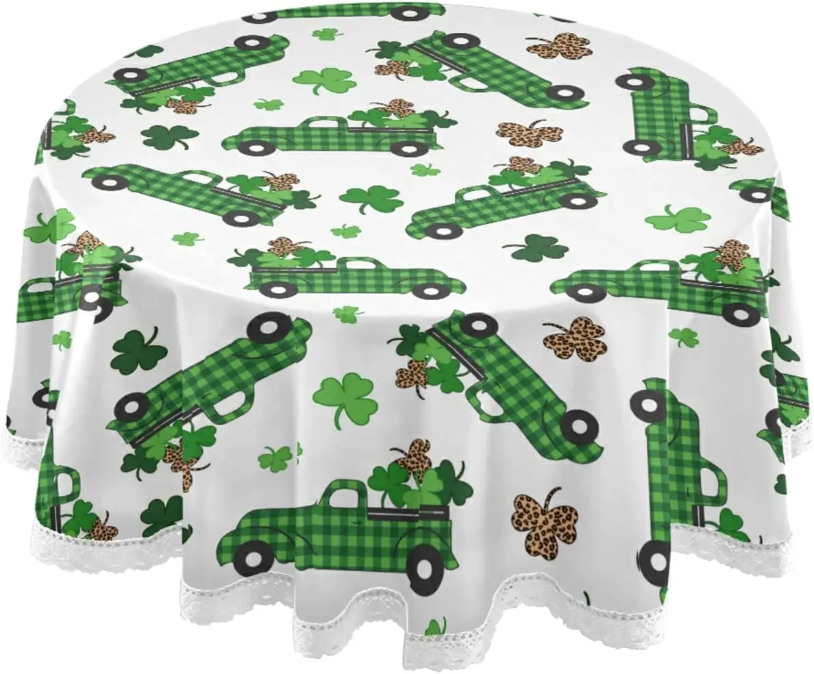 Круглая скатерть на День Св. Патрика, водонепроницаемая моющаяся скатерть из полиэстера, декоративная тканевая скатерть для стола