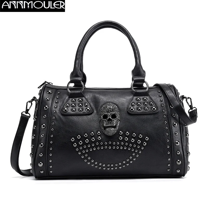 Women's Bag Trend Large Capacity Boston Bag Black Skull Handbag Luxury Pu Leather Tote Bag Rivet Purse
Women's Bag Trend Large Capacity Boston Bag Black Skull Handbag Luxury Pu Leather Tote Bag Rivet Purse
