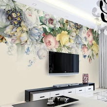 Custom Size 3D Mural Wallpaper European Style Floral Living Room TV Backdrop Photo Wall Paper Hand Painted Rose Flower Art Mural
