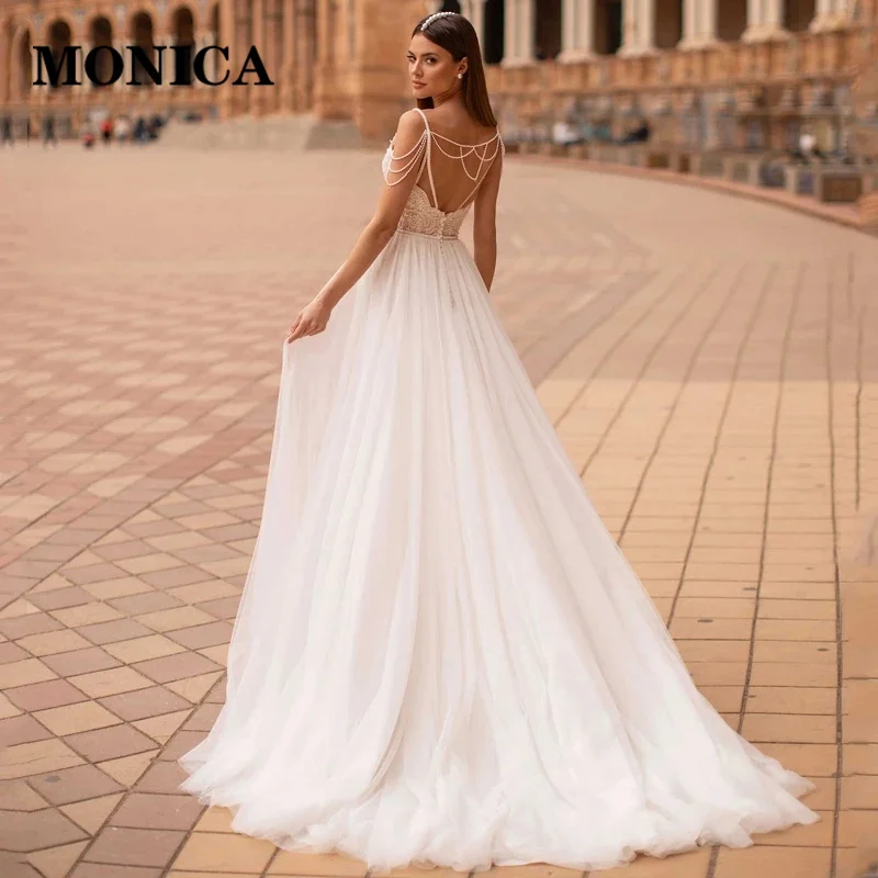MONICA Elegant Wedding Dress Sleeveless Sweetheart Neck Pearl Backless Beach Prom Party Dress Bridal Dress Vestido de novia
MONICA Elegant Wedding Dress Sleeveless Sweetheart Neck Pearl Backless Beach Prom Party Dress Bridal Dress Vestido de novia