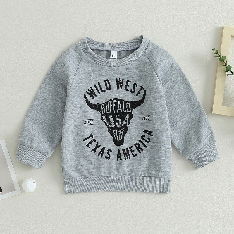 Autumn Toddler Newborn Infant Baby Boys Sweatshirts Gray Long Sleeve Letter Cattle Head Print Pullover Crew Neck Hoodies
Autumn Toddler Newborn Infant Baby Boys Sweatshirts Gray Long Sleeve Letter Cattle Head Print Pullover Crew Neck Hoodies