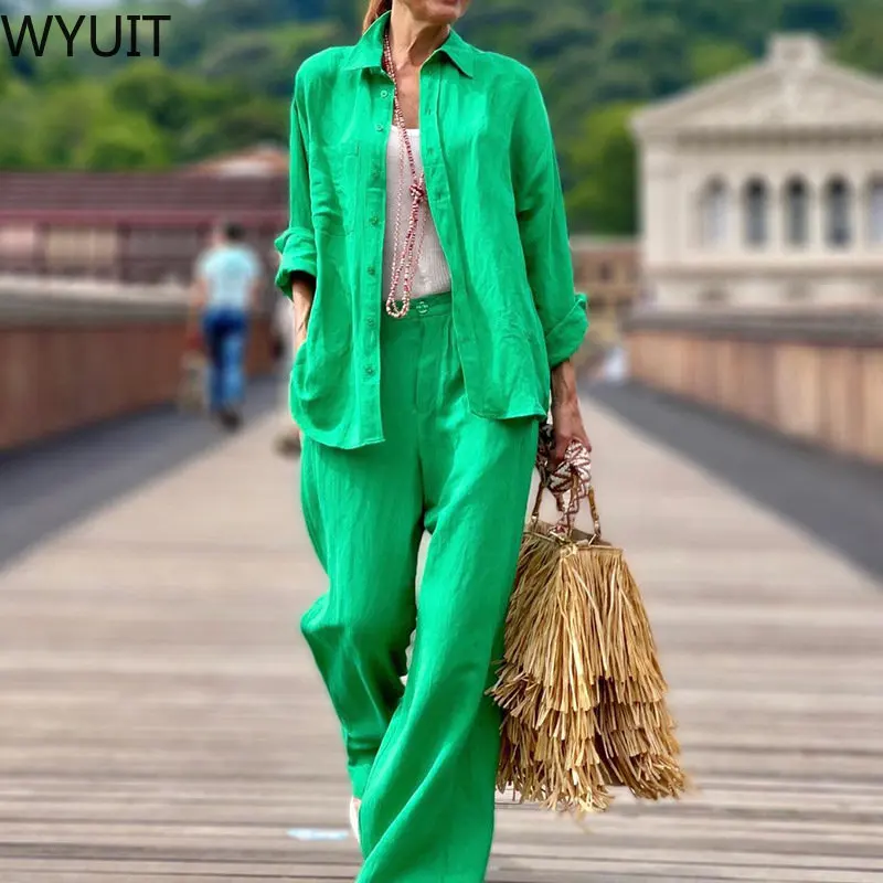 Autumn Winter Women New Casual Sets Fashion Streetwear Solid Color Cotton Linen Elegant Commute Slim Female Pants Two Piece Sets
Autumn Winter Women New Casual Sets Fashion Streetwear Solid Color Cotton Linen Elegant Commute Slim Female Pants Two Piece Sets