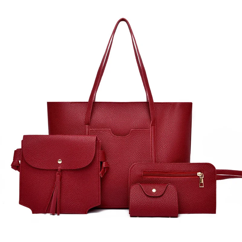 Women'S Bag Four-Piece Set Shoulder Bag Messenger Bag Handbag 2023 Ladies New American Fashion Lychee Pattern Simple PU Leather
Women'S Bag Four-Piece Set Shoulder Bag Messenger Bag Handbag 2023 Ladies New American Fashion Lychee Pattern Simple PU Leather