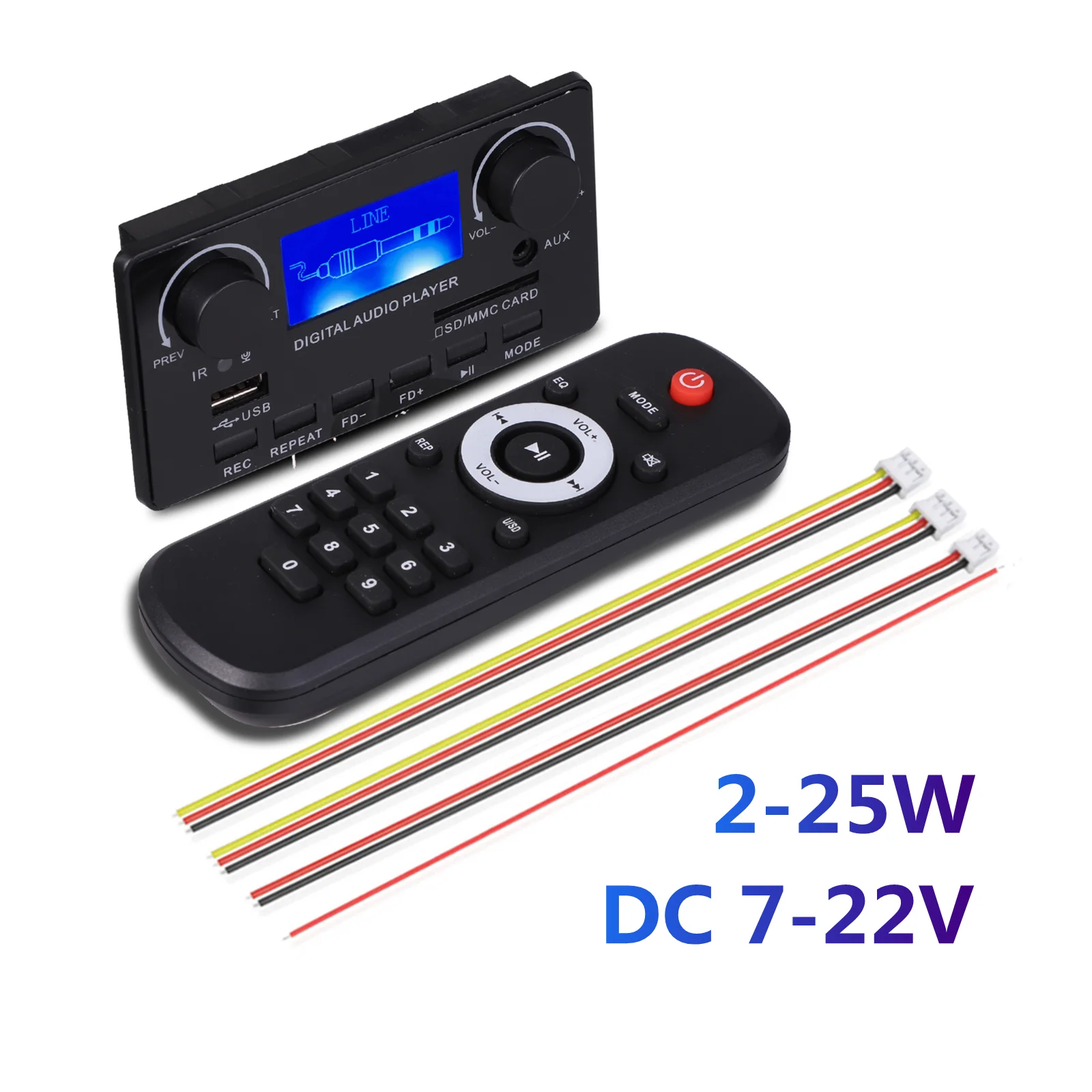 2*25 Вт усилитель MP3 Bluetooth 5 0 декодер папапан модуля 7-22 в аудио WMA WAV TF/USB слот Kartu/FM