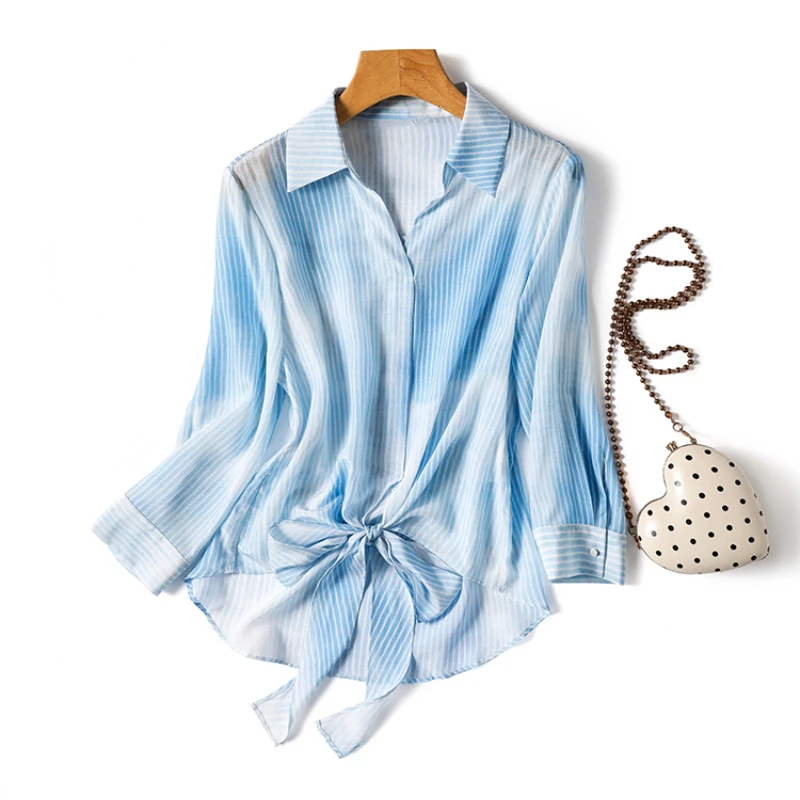 Satin Women's Shirts Summer 2023 New Stripe Casual Blouses Loose Silk Sleeve Turn-down Collar Top Ladies Clothing YCMYUNYAN
Satin Women's Shirts Summer 2023 New Stripe Casual Blouses Loose Silk Sleeve Turn-down Collar Top Ladies Clothing YCMYUNYAN