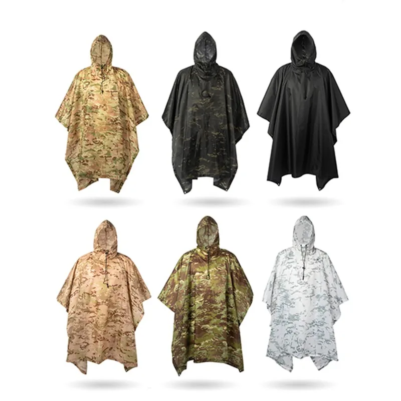 

Poncho Rain Raincoat Birdwatching Tactical Suit Outdoor Rainwear Hooded Gears Hunting Camo Camping Travel Hiking Army Breathable