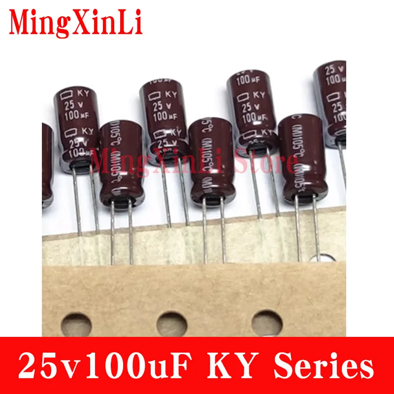 

10pcs NEW 100uF 25V NIPPON NCC KY Series 6.3x11mm Low impedance Long Life 25V100uF Aluminum Electrolytic Capacitor chemi-con
