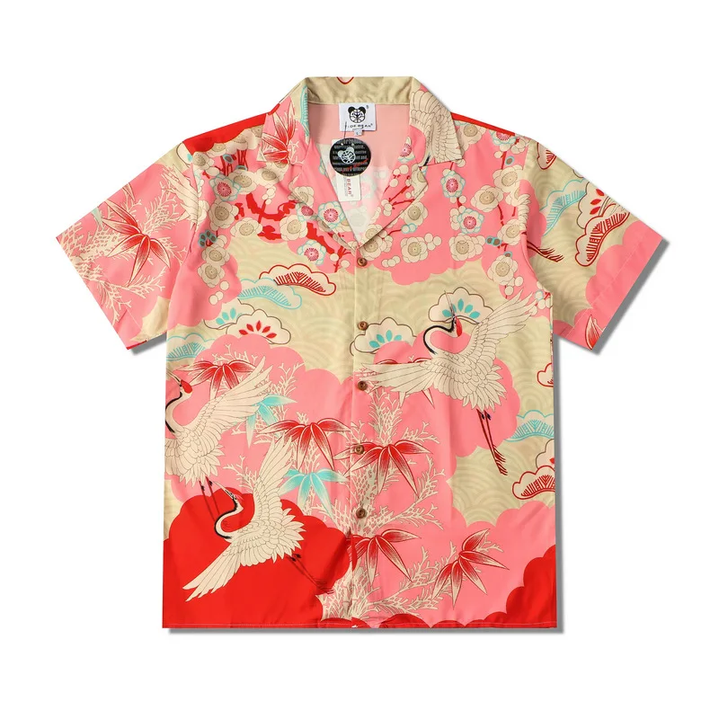 Summer Couple Clothing Vintage Casual Oversized Man Hawaiian Beach Shirt New Trendyol Mens Crane Print Short Sleeve Pink Shirts
Summer Couple Clothing Vintage Casual Oversized Man Hawaiian Beach Shirt New Trendyol Mens Crane Print Short Sleeve Pink Shirts