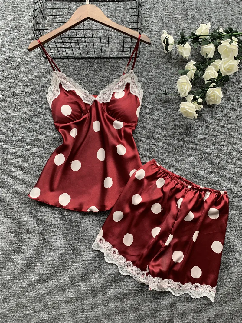 Summer Pajamas Women's Thin Ice Silk Sexy Sexy Sexy Lingerie Split Pajamas Lace Dot Satin Women's Home Clothes
Summer Pajamas Women's Thin Ice Silk Sexy Sexy Sexy Lingerie Split Pajamas Lace Dot Satin Women's Home Clothes
