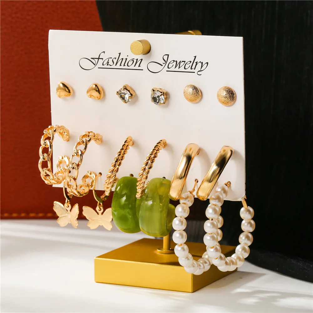 Vintage Butterfly Imitation Pearl Earrings Set For Women Gold Plated Geometirc Acrylic Round Hoop Drop Earrings Party Jewelry
Vintage Butterfly Imitation Pearl Earrings Set For Women Gold Plated Geometirc Acrylic Round Hoop Drop Earrings Party Jewelry
