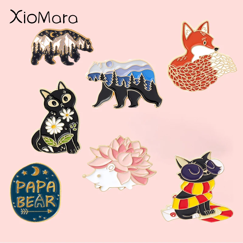 Cute Forest Animal Series Enamel Pin Black Cat Mountain Bear Fox Hedgehog Badge On Backpack Women Brooch Jewelry Gift For Friend
Cute Forest Animal Series Enamel Pin Black Cat Mountain Bear Fox Hedgehog Badge On Backpack Women Brooch Jewelry Gift For Friend