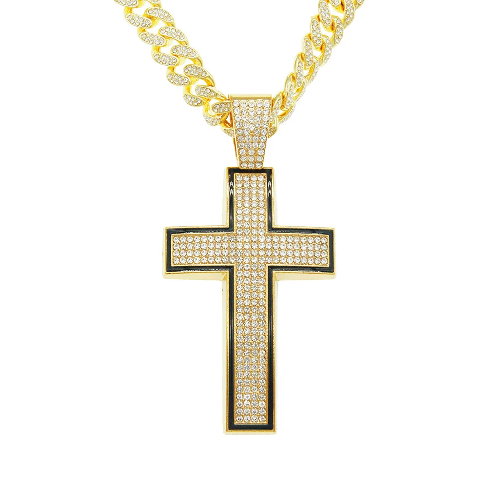European And American Hip-hop Men's Aggressive Diamond Cross Pendant Cuban Chain Necklace Accessories Trendy Personality
European And American Hip-hop Men's Aggressive Diamond Cross Pendant Cuban Chain Necklace Accessories Trendy Personality