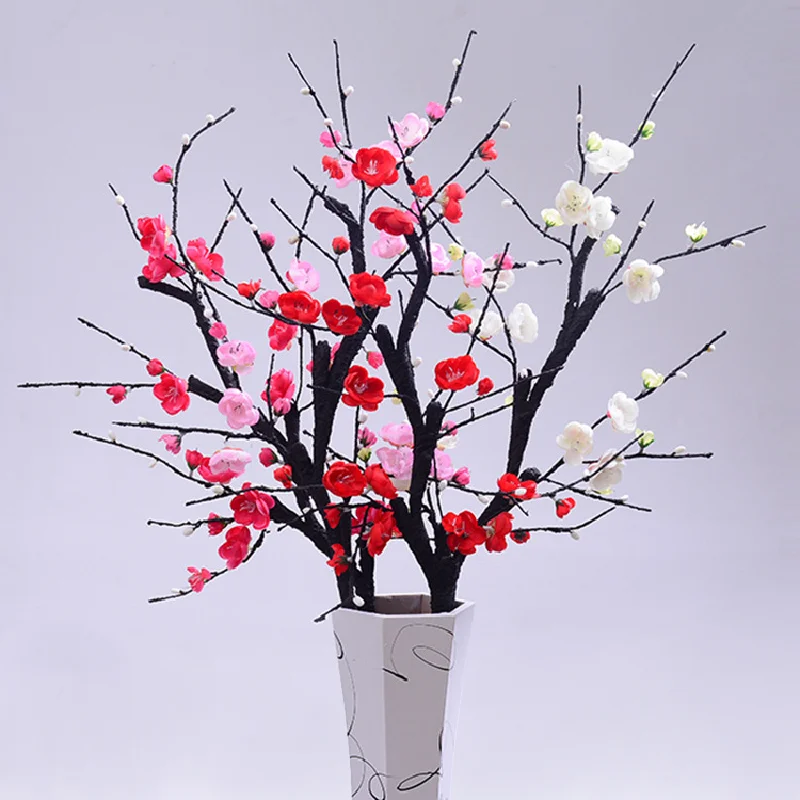 

Cherry Blossoms Plum Artificial Silk Flowers Flores Sakura Tree Branches for Home Table Living Room Decor DIY Wedding Decoration