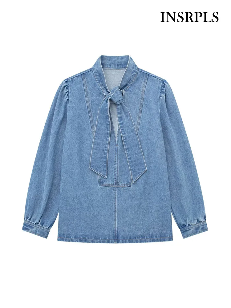 INSRPLS Women Fashion With Bow Tied Denim Blouses Vintage V Neck Long Sleeve Female Shirts Blusas Chic Tops
INSRPLS Women Fashion With Bow Tied Denim Blouses Vintage V Neck Long Sleeve Female Shirts Blusas Chic Tops