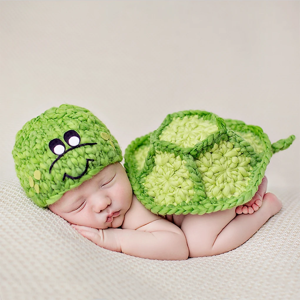 

Newborn Unisex Baby Turtle Style Knitted Wool Costume Outfits Photo Supplier Photography Prop