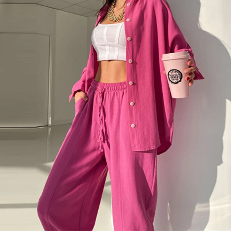 Casual Long Sleeve Shirt Top And Tie-up High Waist SweatPants Outfits Fashion Solid Sport Suit Spring Autumn Women Set Tracksuit
Casual Long Sleeve Shirt Top And Tie-up High Waist SweatPants Outfits Fashion Solid Sport Suit Spring Autumn Women Set Tracksuit