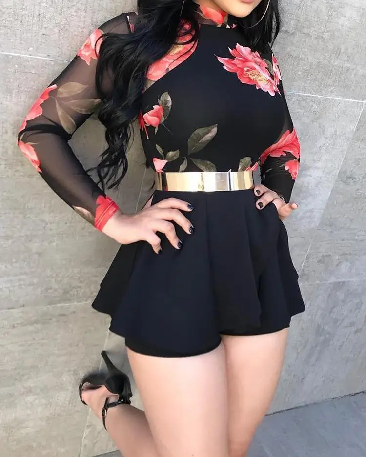 Women Floral Printed Mesh Long Sleeve Playsuit High Waist Sexy Summer Spring Shorts Jumpsuit O Neck Party Casual Fashion Leisure
Women Floral Printed Mesh Long Sleeve Playsuit High Waist Sexy Summer Spring Shorts Jumpsuit O Neck Party Casual Fashion Leisure
