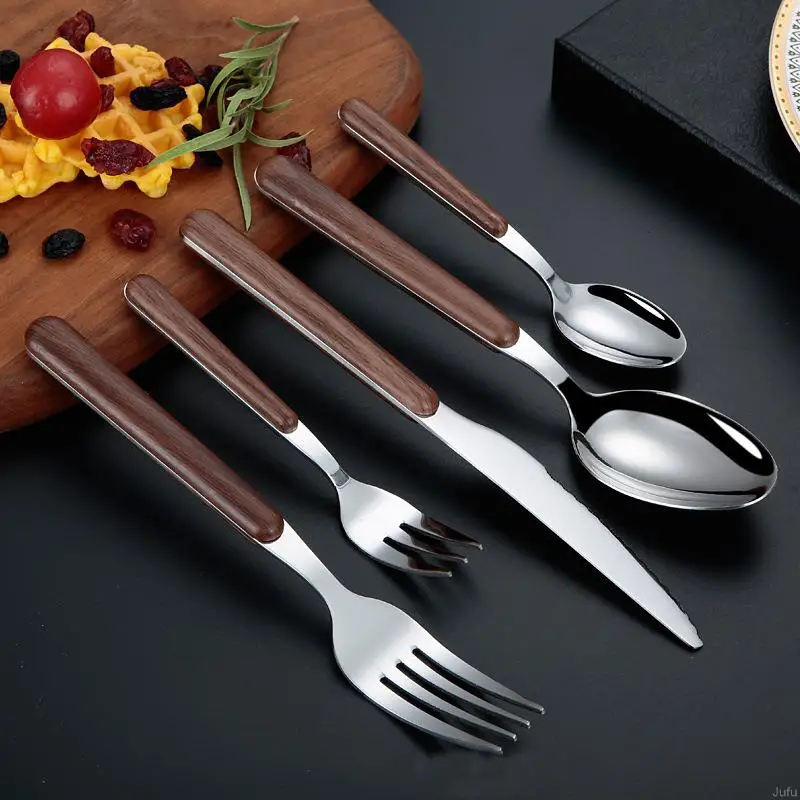 5pcs Dinnerware Set Imitat Wooden Handle Stainless Steel Tableware Cutlery Set Spoon Fork Steak Knife Complete Tableware Service
5pcs Dinnerware Set Imitat Wooden Handle Stainless Steel Tableware Cutlery Set Spoon Fork Steak Knife Complete Tableware Service