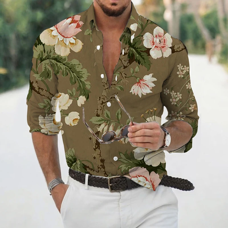 Spring and Autumn Men's Casual Shirts European and American Casual Lapel Floral Digital Printing Long Sleeve Top Men's Clothing
Spring and Autumn Men's Casual Shirts European and American Casual Lapel Floral Digital Printing Long Sleeve Top Men's Clothing