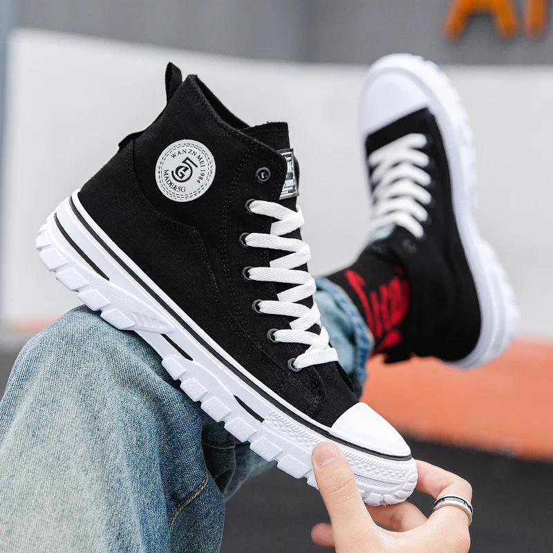 Mens Casual High-top Canvas Shoes Fashion Men Tennis Gray Black Breathable Sport Sneakers Male Trainer Skateboard Trend Shoes 44
Mens Casual High-top Canvas Shoes Fashion Men Tennis Gray Black Breathable Sport Sneakers Male Trainer Skateboard Trend Shoes 44