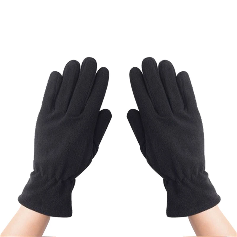 

New Unisex Winter Polar Fleece Padded Gloves Knitted Full Fingered Gloves Basic Solid Color Thicken Plush Lining Mittens