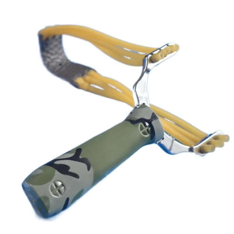 

3-card 6-strand Slingshot Camouflage Zinc Alloy Hunting Slingshot Powerful Outdoor Sports Shooting Slingshot with Rubber Band