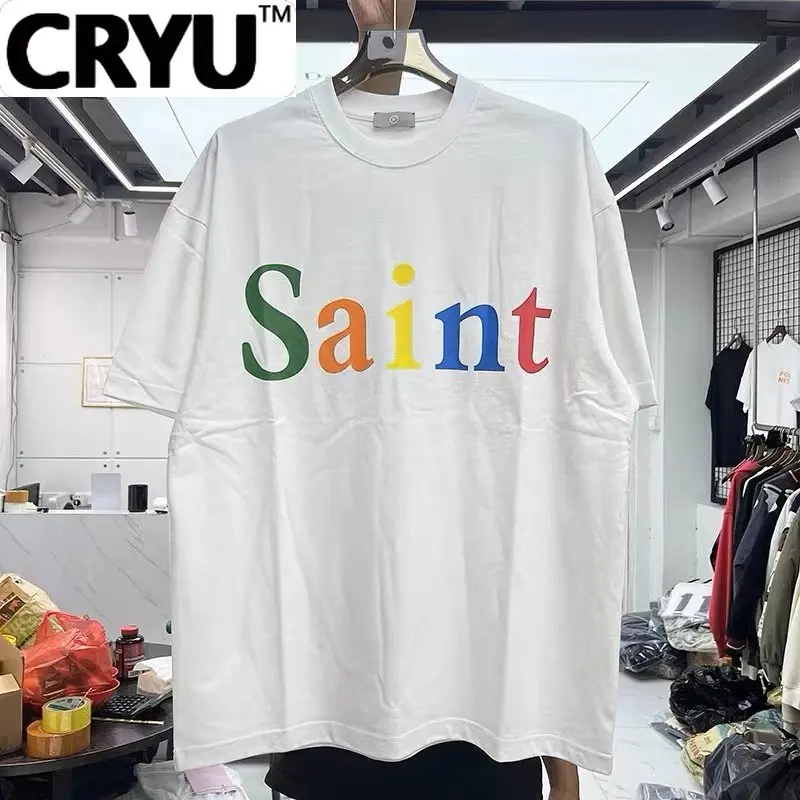 

CRYU Spring and summer brand new Japanese casual simple color lettering printed round-necked short-sleeved t-shirt