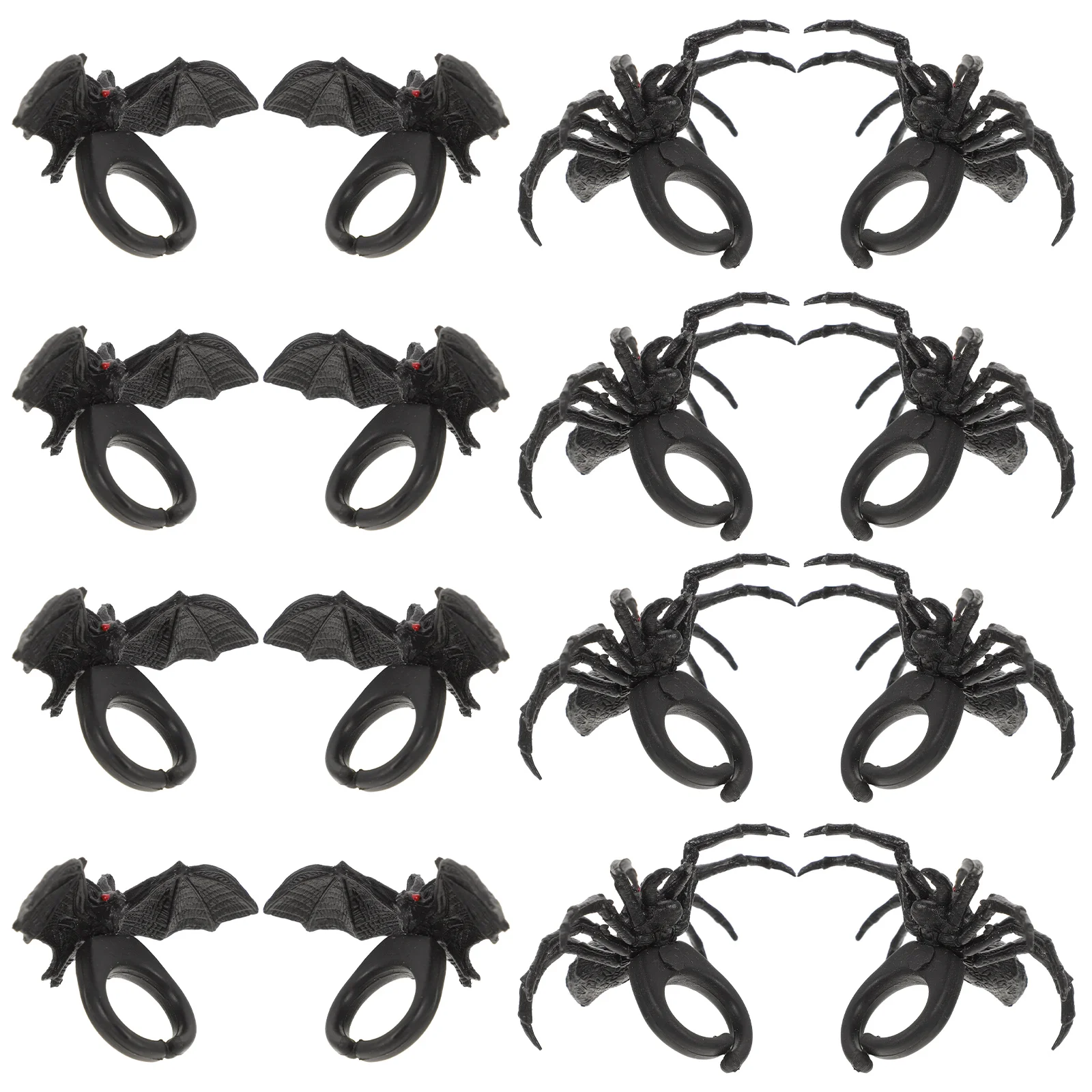 

24 Pcs Cake Decorations Spider Bat Ring Treating Toy Rings Pinky Haunted House Plastic Trick Miss