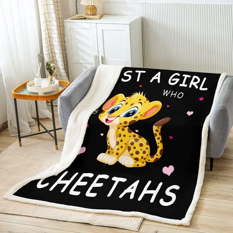 Cartoon Cheetah Fleece Throw Blanket Just a Girl Who Loves Cheetah Sherpa Blanket for Bed Sofa Couch Cute Leopard Plush
Cartoon Cheetah Fleece Throw Blanket Just a Girl Who Loves Cheetah Sherpa Blanket for Bed Sofa Couch Cute Leopard Plush