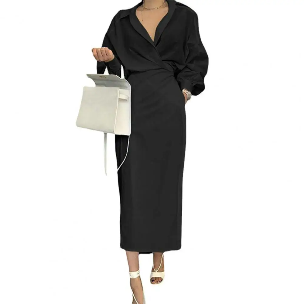 Женское платье с V-образным вырезом, длинным рукавом и высокой талией, весеннее платье с отложным воротником, одежда в офисном стиле
Женское платье с V-образным вырезом, длинным рукавом и высокой талией, весеннее платье с отложным воротником, одежда в офисном стиле