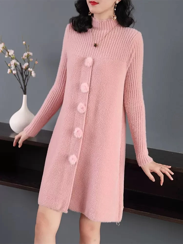 Autumn Winter Thicken Mink Velvet Sweater Dress Women Loose Elegant Imitation Mink Velvet Vestidos Mujer Female Clothing
Autumn Winter Thicken Mink Velvet Sweater Dress Women Loose Elegant Imitation Mink Velvet Vestidos Mujer Female Clothing