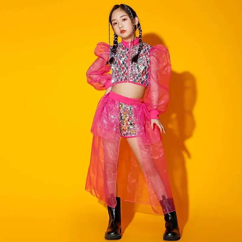 Kid Jazz Hip Hop Dance Costumes Streetwear Fashion Children Tracksuit Grils Sets Jacket Shorts Sequins Splice Mesh Coat Skirt
Kid Jazz Hip Hop Dance Costumes Streetwear Fashion Children Tracksuit Grils Sets Jacket Shorts Sequins Splice Mesh Coat Skirt