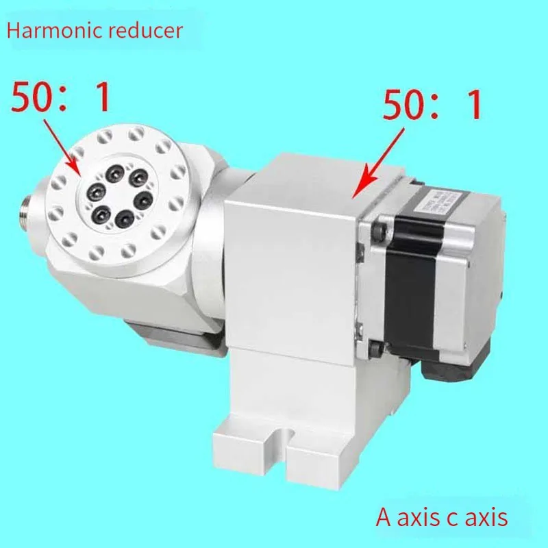 5-axis CNC indexing head 60MM indexing head 50/1 indexing disc harmonic reduction gearbox 14-50 (no return difference)
5-axis CNC indexing head 60MM indexing head 50/1 indexing disc harmonic reduction gearbox 14-50 (no return difference)