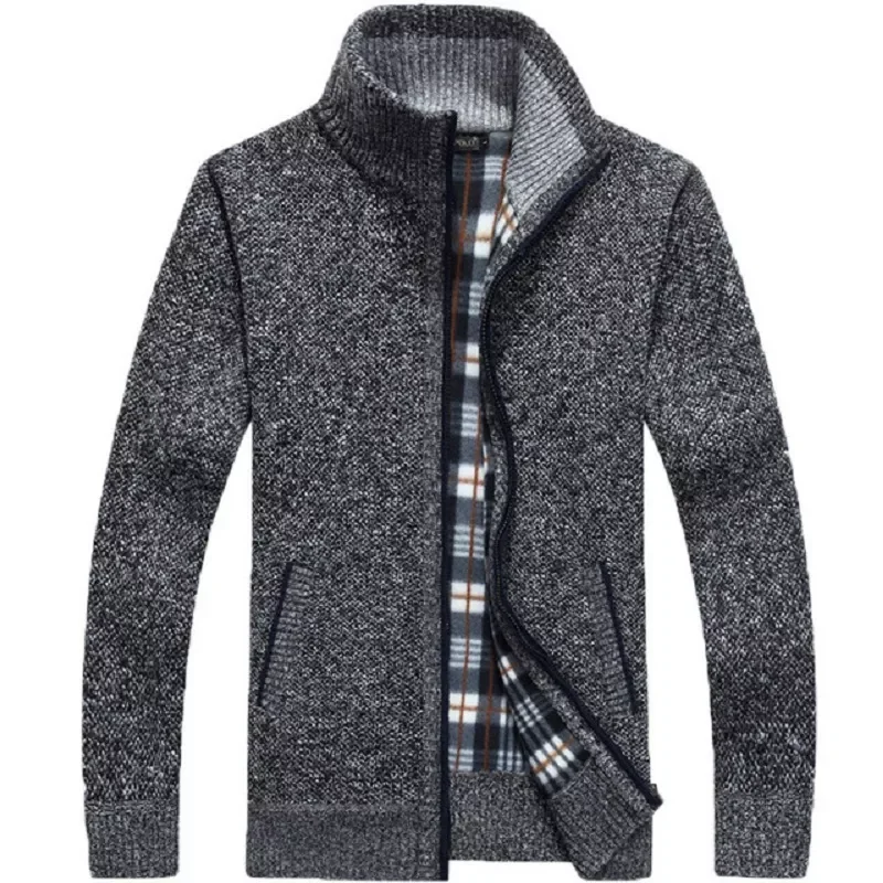 Thick Men's Knitted Sweater Coat Off White Long Sleeve Cardigan Fleece Full Zip Male Causal Plus Size Clothing for Autumn
Thick Men's Knitted Sweater Coat Off White Long Sleeve Cardigan Fleece Full Zip Male Causal Plus Size Clothing for Autumn